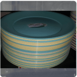 H.L. round flat service plate ass. Colours